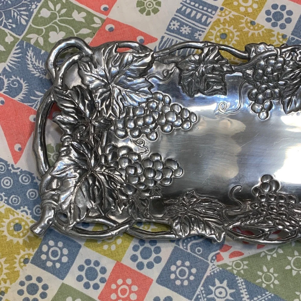 Vintage Arthur Court 1995 Silver Rectangular Grape Motif Tray - Picture 4 of 14